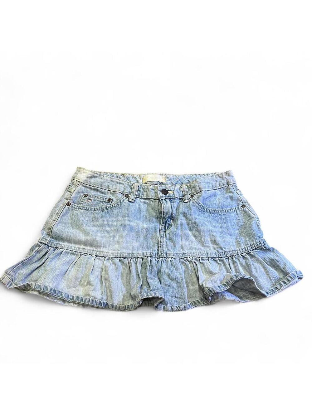 y2k Aeropostale denim ruffle mini skirt